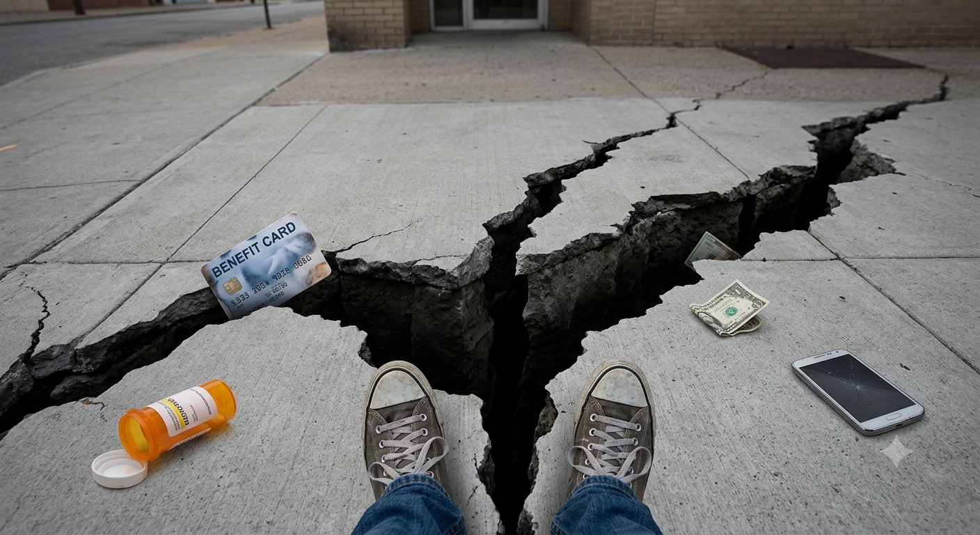 image of very deep sidewalk cracks generated with Google's Gemini
