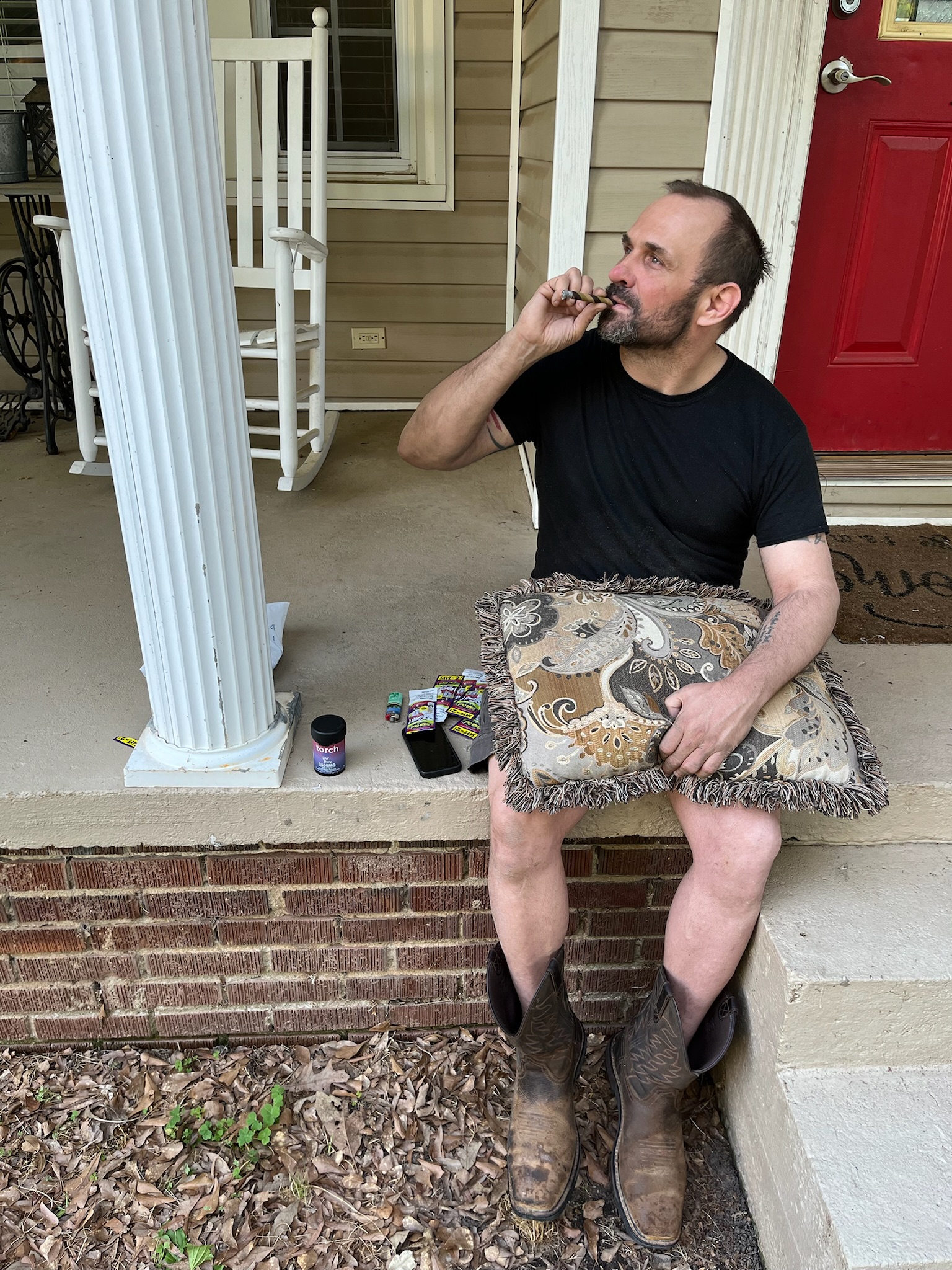 Cigar, Boots, Shorts and Gummies, Outside.